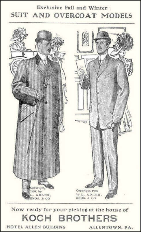 Koch Brothers Trade Card, NE Corner Center square Allentown PA