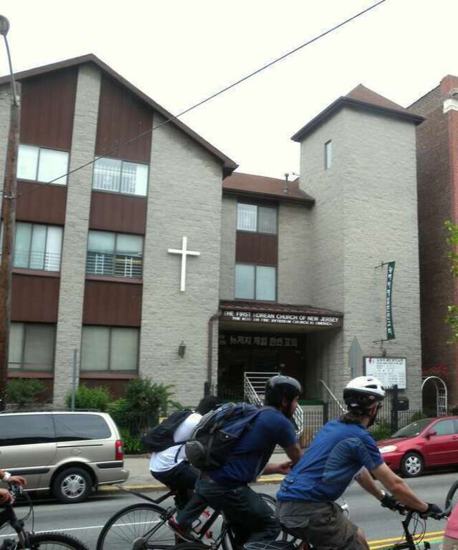 Looking northwest at First Korean Presbyterian Church on a cloudy midday during Jersey City Ward Tour.