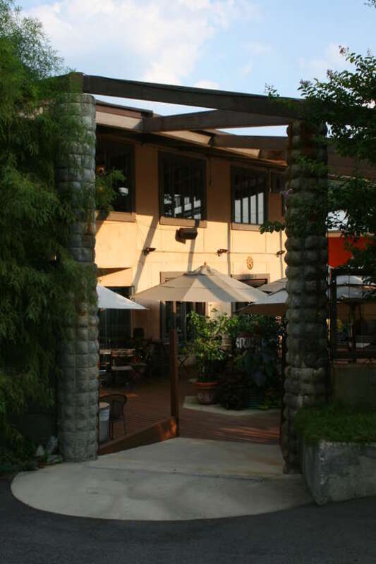 One of the entrances to Guglhupf, a German bakery and cafe in Durham, North Carolina.