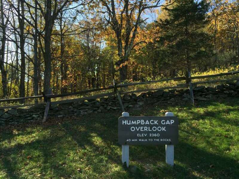 Sign for the Humpback Gap Overlook along the Blue Ridge Parkway in Augusta County, Virginia