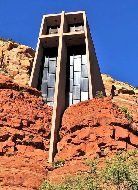 The Chapel of the Holy Cross is a Roman Catholic chapel built from 1954 to 1956 into the red rock buttes of Sedona, Arizona, within the Coconino National Forest. It was inspired and commissioned by local rancher and sculptor Marguerite Brunswig