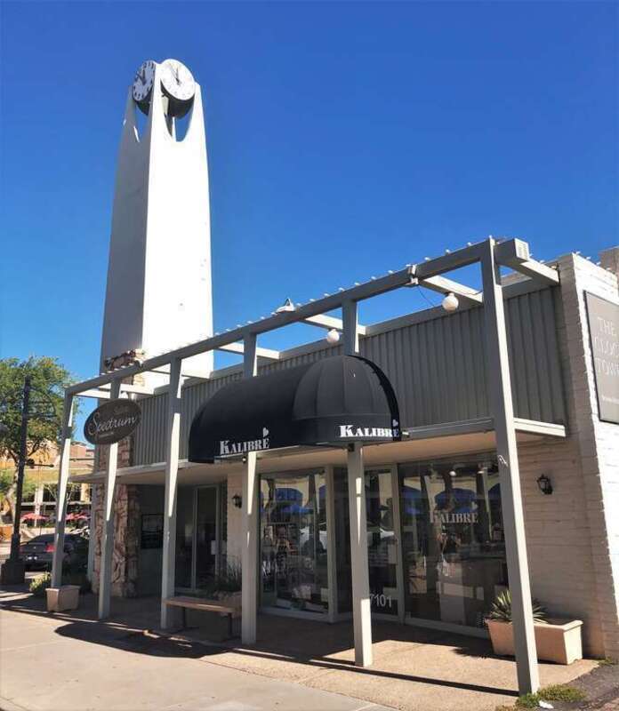 The Clock Tower Building at 7101-7107 East Stetson Drive at East 6th Avenue in Old Town Scottsdale, Arizona.