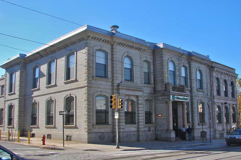 Germantown Bank Building in the Colonial Germantown Historic District on the NRHP.  At 5500 Germantown Ave. Philadelphia, PA.