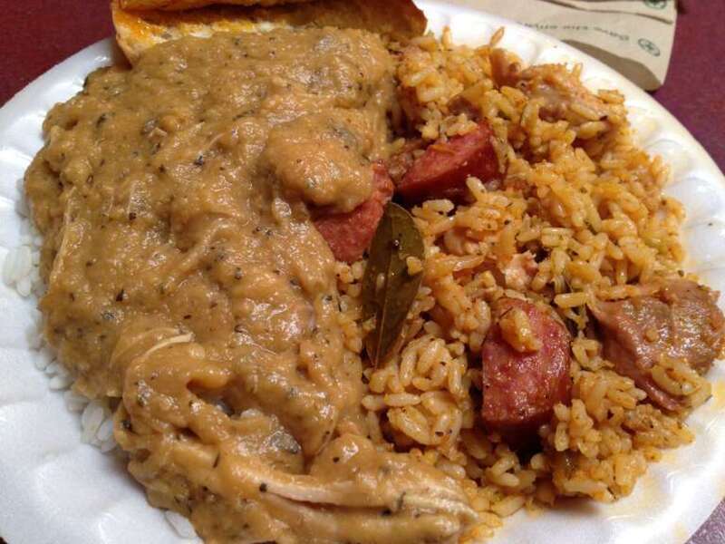 left half is chicken etouffee, right is jambalaya, both equally delicious. this is maybe the meal I miss most in California
