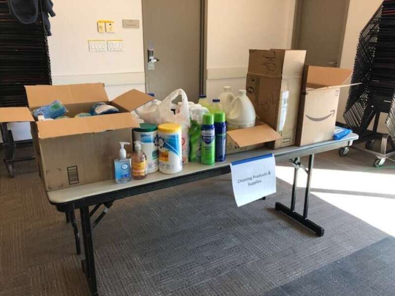 Drive-through donations of supplies to help combat Coronavirus COVID-19, occurring on Apr. 3, 2020 in Arlington County, Virginia.