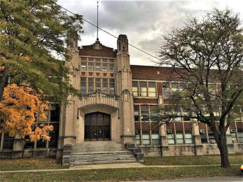 Bloomington High School  South entrance.  Facility has been converted into a multipurpose business and office space.