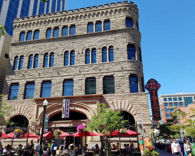 Boise City National Bank (1891) in Boise, Idaho, was designed by James King and remodeled by Tourtellotte &amp;amp; Hummel. The building features sandstone from Table Rock.