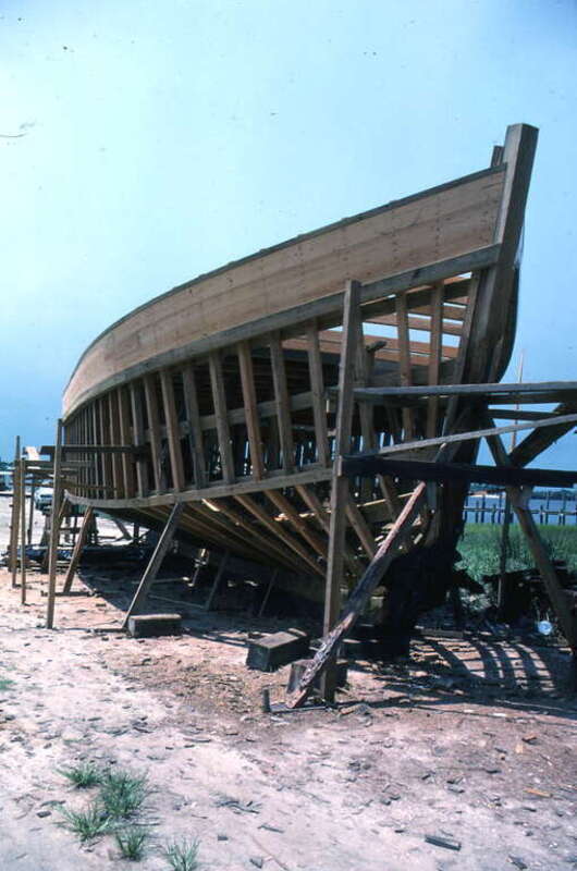 Local call number: FA1283Title: Bow of the Miss Joann from the starboard side during construction: Mayport, FloridaDate: July 13, 1985Accompanying note: &quot;Construction of 54 foot shrimp trawler, Miss Joann, by brothers Charles, Donald, and Thomas