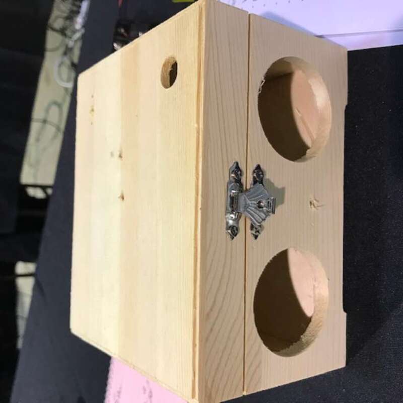 This is a wooden box used in a prop making class presented at the Texas Haunter's Convention held in Mesquite, Texas (US) in July 2019.