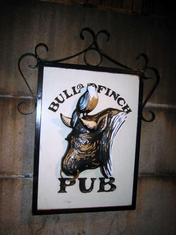 Remaining sign of Bull &amp; Finch Pub, now called Cheers Beacon Hill