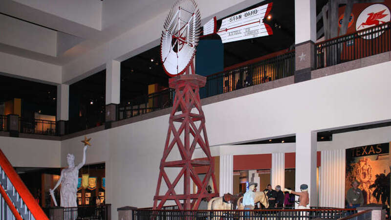 A windmill on display at the Bullock Texas State History Museum in Austin, Texas, United States.