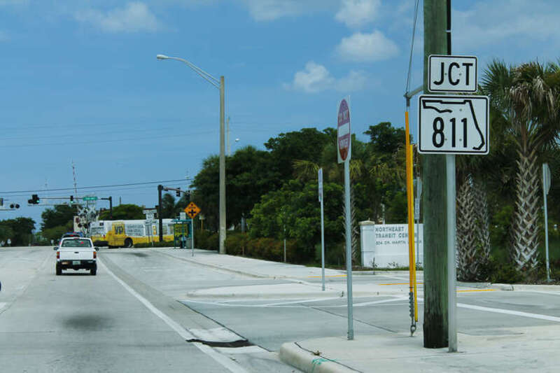 Martin Luther King Boulevard (CR 912) at Dixie Highway (FL 811) in Pompano Beach, Florida.