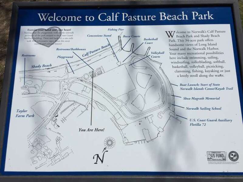 Map of Calf Pasture Beach, municipal beach and park in Norwalk, CT
