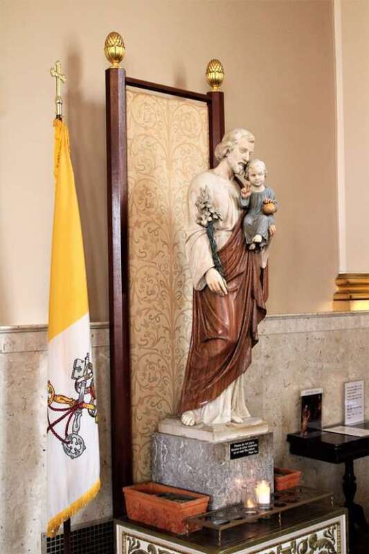 A statue of St. Joseph and Christ Child in the Cathedral of Saint Catharine of Siena in Allentown, Pennsylvania.