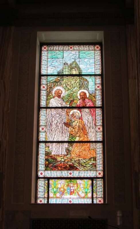 One of the stained glass windows in the Cathedral of the Immaculate Conception in Springfield, Illinois.