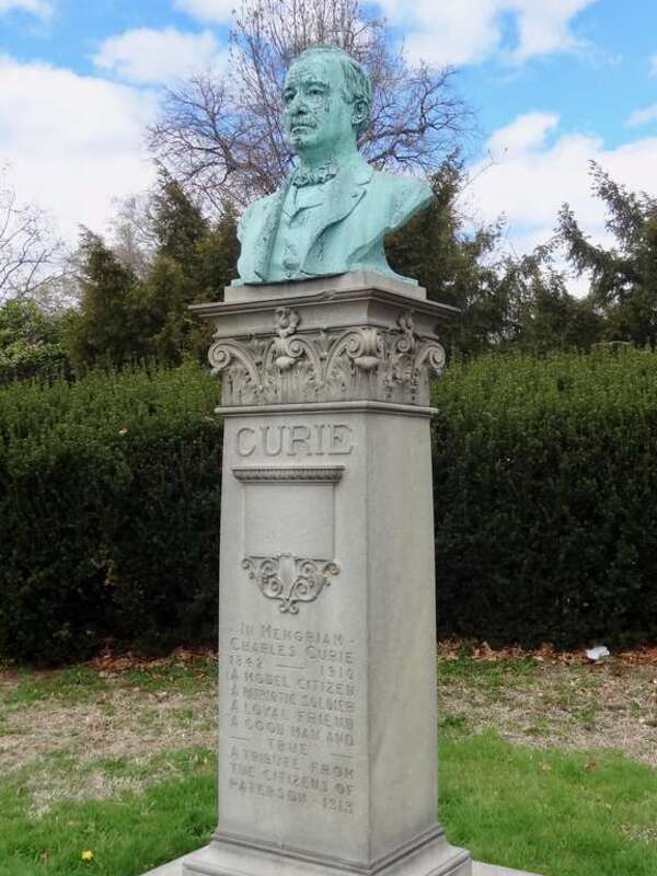 Memorial for Charles Curie by George Thomas Brewster in Eastside Park, Paterson, New Jersey.
