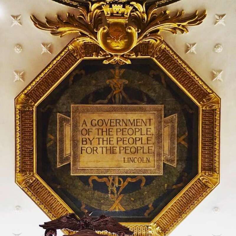 Looking up at the ceiling in City Hall on Saturday 10/14/2017 during OHNY weekend.