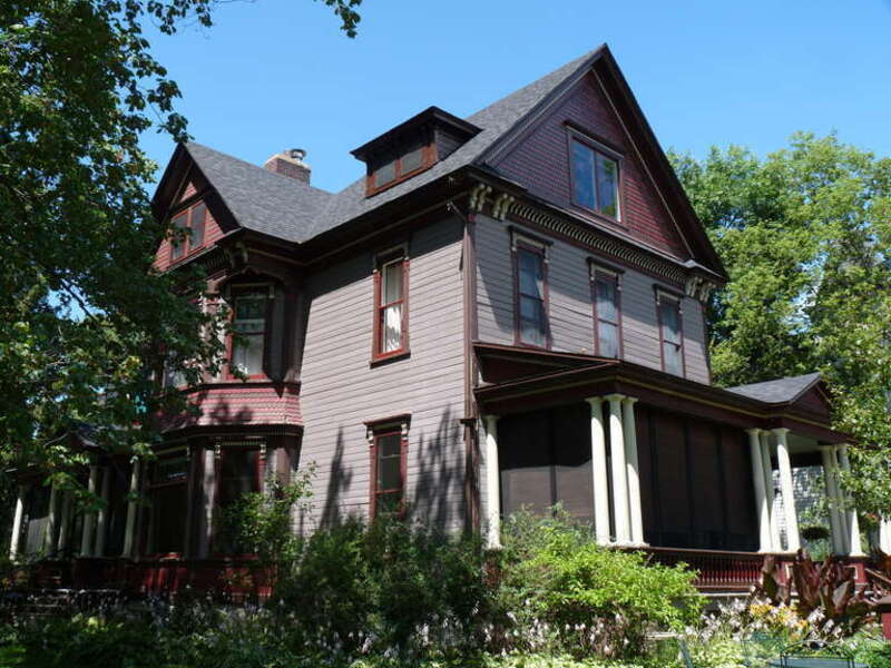Chamberlin came to Eau Claire in 1856 as a salesman for the Ingram and Kennedy Lumber company. He built this house in 1881 in Second Empire style. After a fire he added Queen Anne and Classical Revival elements.  Today it is listed on the National