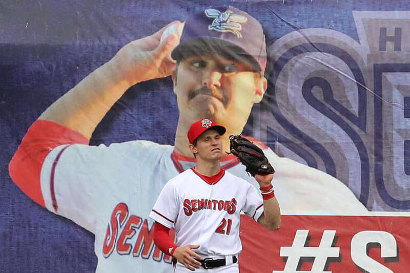 Cody Wilson on the field with the Harrisburg Senators at FND Field on May 16, 2021