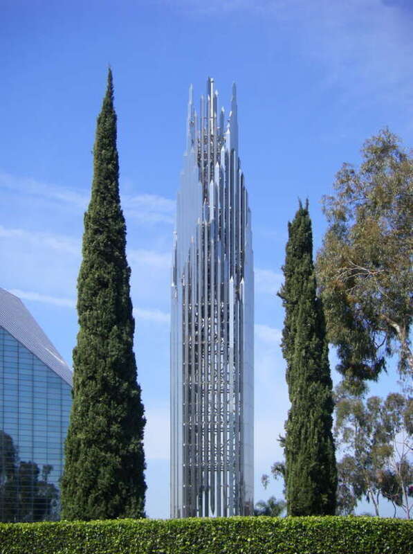 The spire of the Crystal Cathedral in Garden Grove (near Anaheim/Los Angeles).