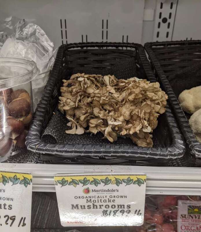 An example of cultivated grifola frondosa, also known as &quot;hen of the woods&quot; mushrooms, in an organic market in Springfield, Pennsylvania.