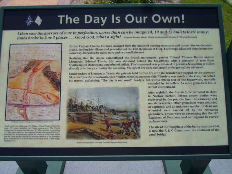 Great Bridge Battle Site, Both sides of the Albemarle and Chesapeake Canal between Oak Grove and Great Bridge Chesapeake (Independent city)