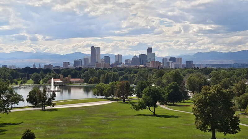 View from Denver Museum of Nature &amp;amp; Science looking west to downtown Denver.