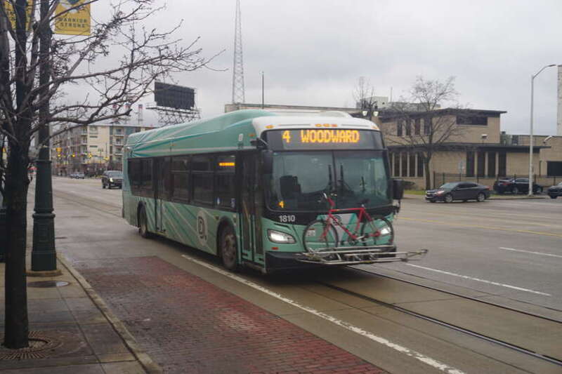 A Detroit Department of Transportation bus in Detroit, Michigan (United States).