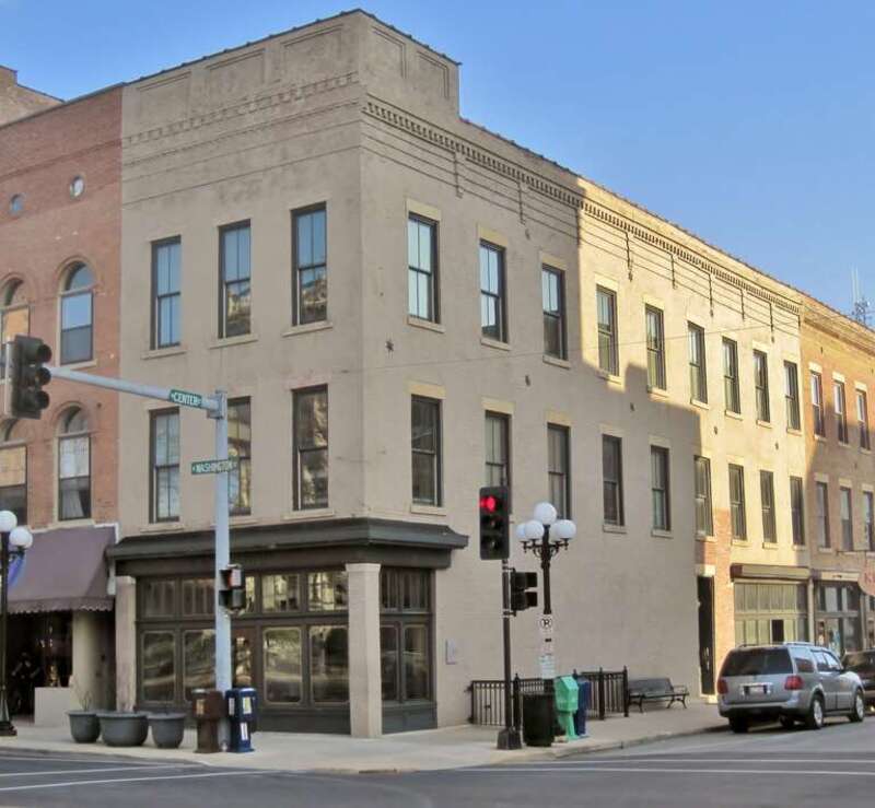 Dewenters Building in the Bloomington Central Business District (1856). It was built for Dr. Eli Crothers as offices for himself and other medical and legal professionals. Abraham Lincoln defended Crothers in the &quot;Chicken Bone Case&quot;. On October 16,