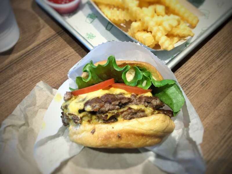 Double Cheeseburger topped with lettuce, tomato and ShackSauce at Shake Shack in Las Vegas, Nevada