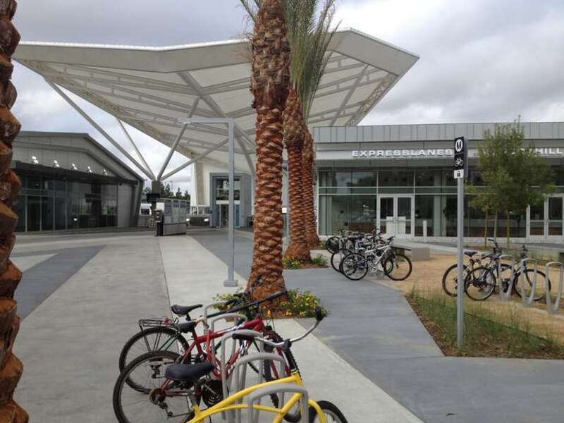 Cycle parking outside the refurbished El Monte Station