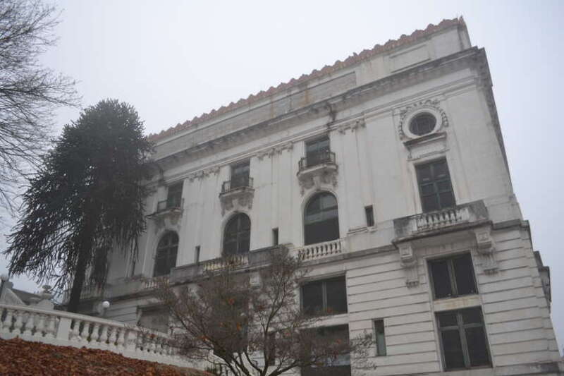 Elks Temple, Tacoma, Washington. From base of Spanish Steps. Part of the Old City Hall Historic District, which is listed on the National Register of Historic Places.