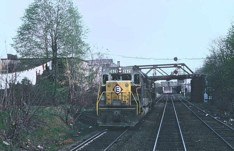 Erie-Lackawanna SD45 #3628 on the B&amp;amp;M Southern Division in Somerville in April 1969