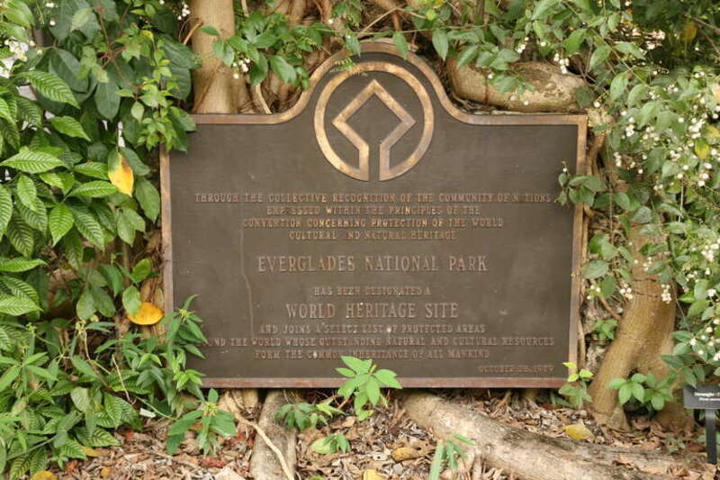 World heritage plaque at the Everglades National Park visitors center