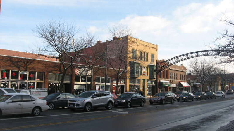 Buildings on the eastern side of High Street immediately south of the Fifth Avenue intersection in Columbus, Ohio, United States.  This block is part of the Fifth Avenue and North High Historic District, a historic district that is listed on the