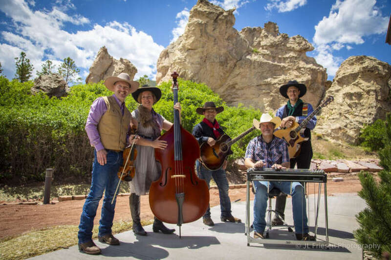 The Flying W Wranglers in 2020:  Seth Weil, Cassy Weil, Aaron Weil, Ross Huskinson, &amp;amp; Jesse Friesen.