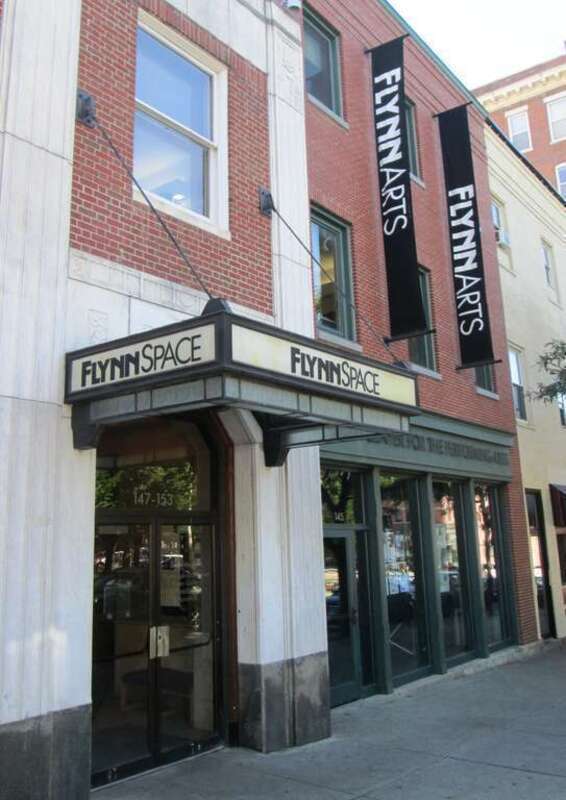 The entrance to the Flynn Space on Main Street in Burlington, Vermont, part of the Flynn Center for the Performing Arts.