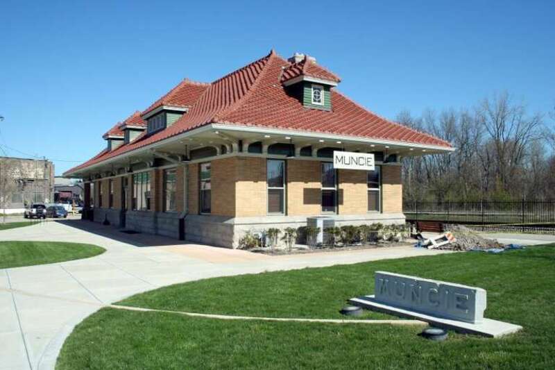 The restored former Chesapeake and Ohio Railway depot in Muncie