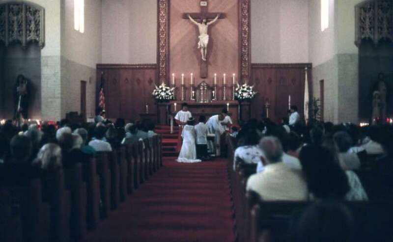 At the altar -  St Dunstan Catholic Church, Millbrae, California.