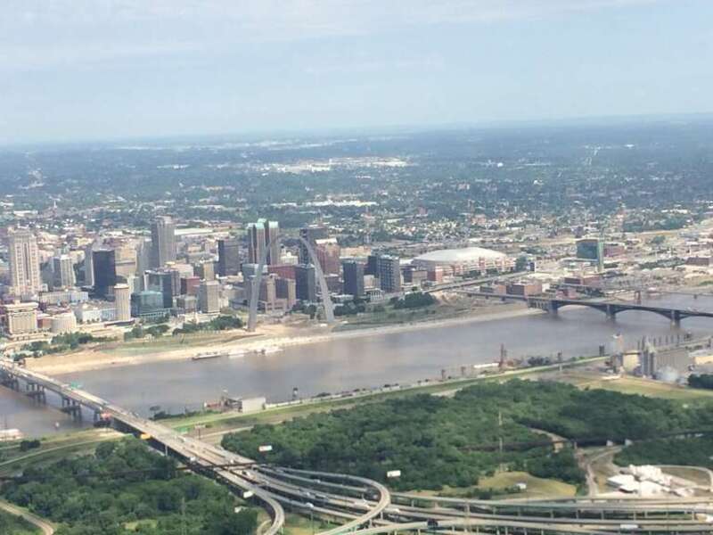 This photo was taken from a Diamond DA-20 aircraft belonging to Saint Louis University. We flew out of Saint Louis Downtown Airport.