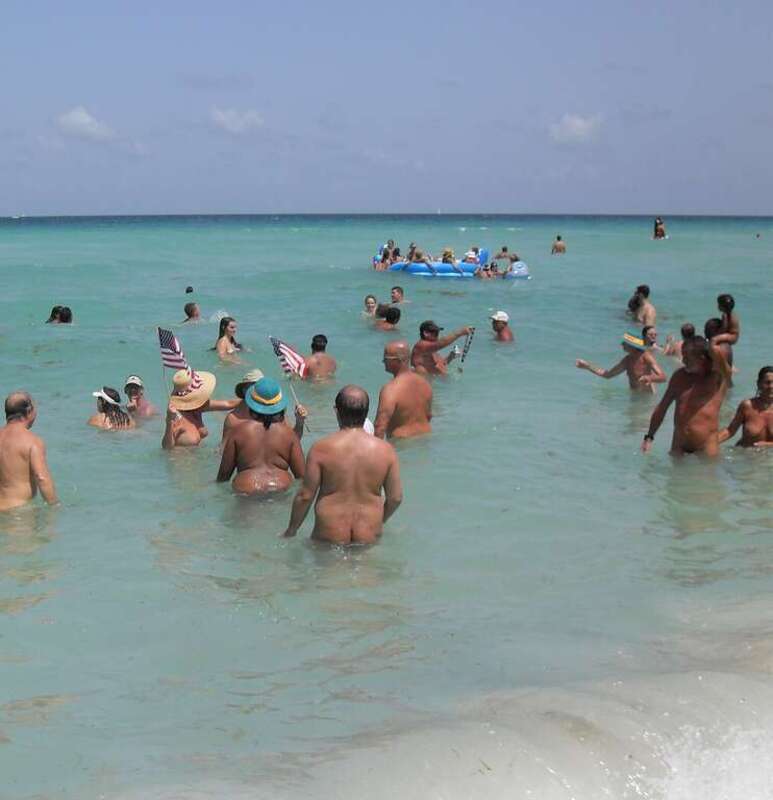 Nude bathers on July 11, 2009 at Haulover Beach