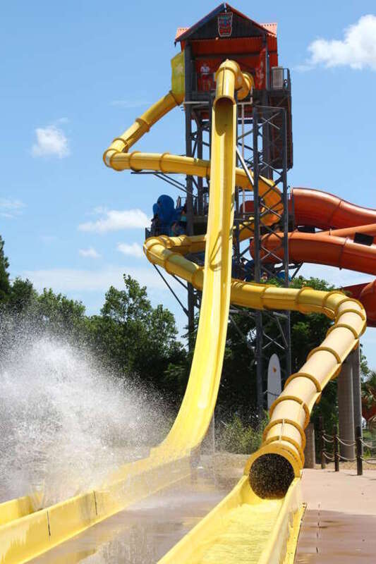 The Waikiki Wipeout water tube slide ride at Hawaiian Falls waterpark in The Colony, Texas.