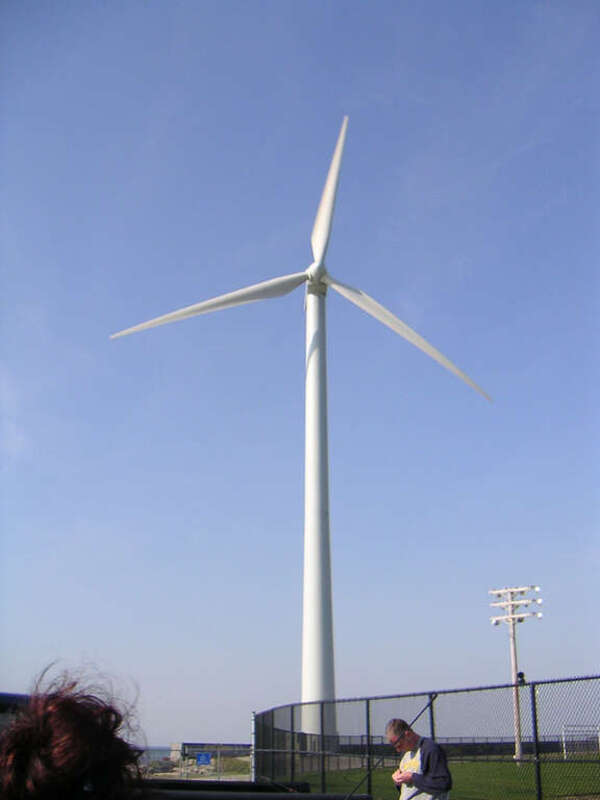 Hull Wind 1 wind turbine in Hull, Massachusetts. Installed in 2001; Vestas V47-660 kW.