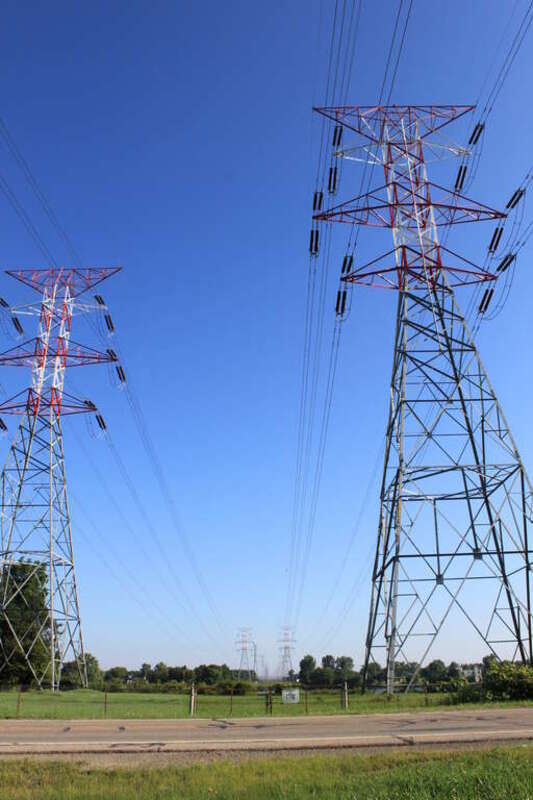 ITC transmission towers, approx. 42420 West Huron River Drive, Van Buren Township, Michigan