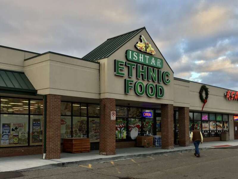 As seen in December 2020: Ishtar Ethnic Food, an ethnic grocery store located on Haggerty Road in West Bloomfield Township, Michigan. Such is the growth of Detroit's Arab-American community, in both numbers and economic clout, that many of their