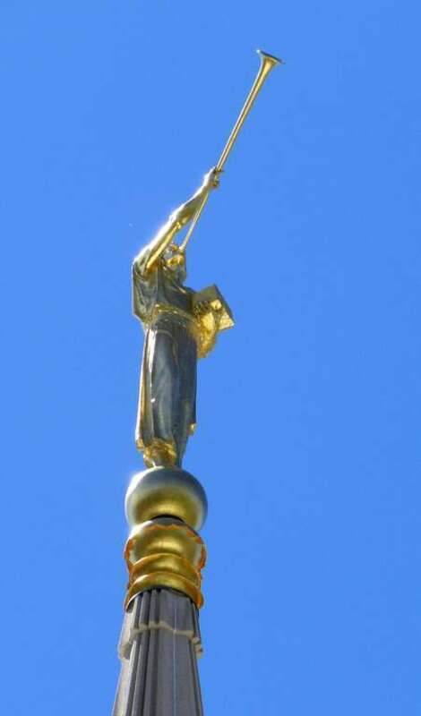 Statue Moroni of the Jordan River Utah Temple.