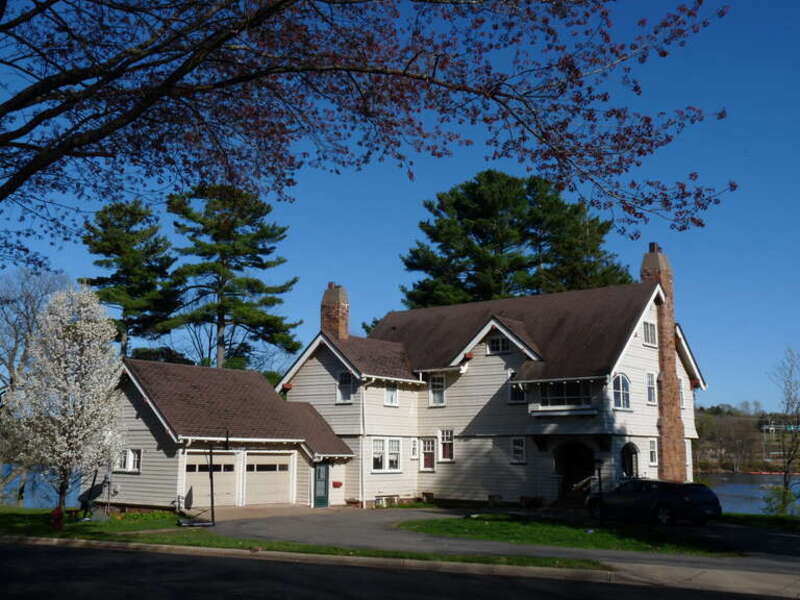 The Karl Mathie House in Mosinee, Wisconsin is a Shingle style house on the Wisconsin River.  Mathie was the first president of the company that became Wausau Paper.  His house is listed on the National Register of Historic Places.