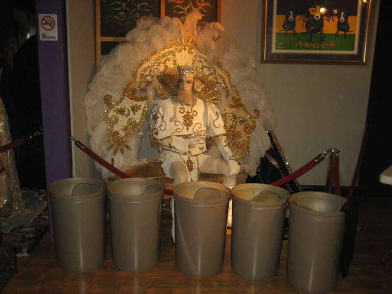 Mardi Gras Museum, Rivertown, Kenner, Louisiana. His majesty, King of the Trashcans.