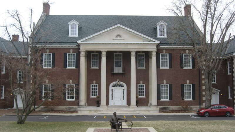 Front of the Kentucky Building (now the Kentucky Museum) on the campus of Western Kentucky University in Bowling Green, Kentucky, United States.  Built in 1930, it is listed on the National Register of Historic Places.