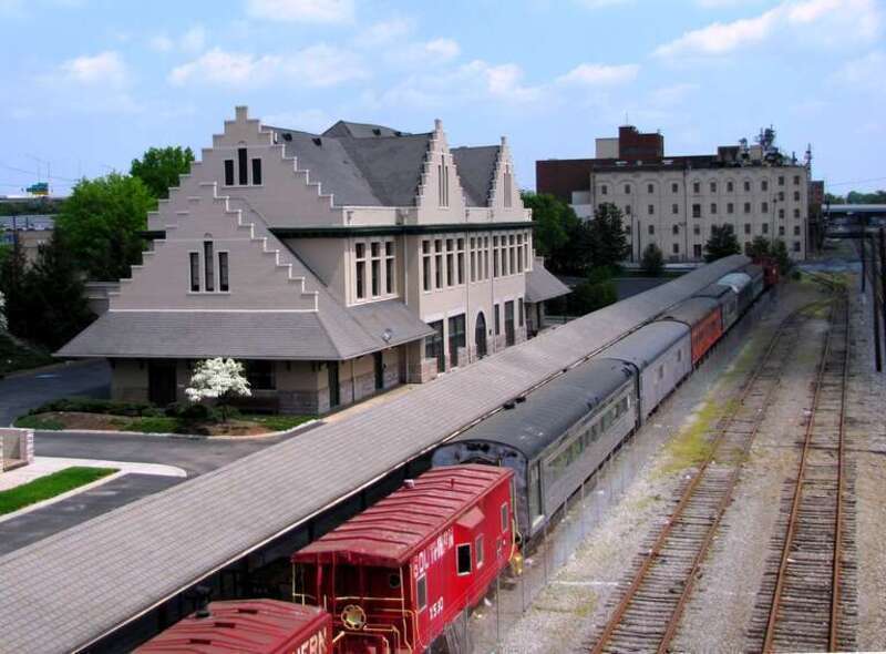 The NRHP-listed Southern Railway Terminal in Knoxville, Tennessee, USA, viewed from the Gay Street Viaduct.